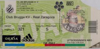 Vstupenka fotbal Club Brugge KV v. Real Zaragoza,, 2004