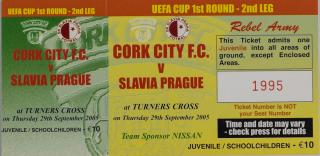 Vstupenka fotbal Cork City FC v. SK Slavia Prague vs. , 1995