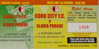 Vstupenka fotbal, Cork City FC vs. SK Slavia Prague , 2005
