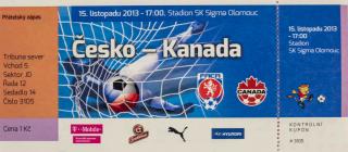 Vstupenka fotbal, ČR v. Kanada, 2013