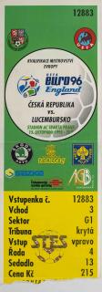 Vstupenka fotbal ČR v. Lucembursko, 1995  (E 96)