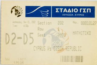 Vstupenka fotbal, Cyprus v. Czech republic, 2007