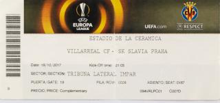 Vstupenka fotbal EL, Villarreal CF v. SK Slavia Praha, 2017