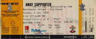 Vstupenka fotbal , FA Cup, Manchester United 3 round, 2009