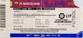 Vstupenka fotbal, FC Barcelona v. Sevilla FC, 2018