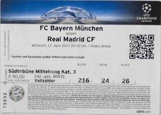 Vstupenka fotbal, FC Bayern Munchen v. Real Madrid FC, 2017