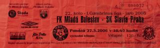 Vstupenka fotbal  FK Mladá Boleslav v.SK Slavia Praha, 2006