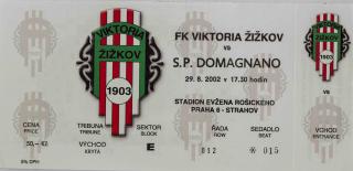 Vstupenka fotbal , FK Viktoria Žižkov v. S.P. Domagnano, 2002