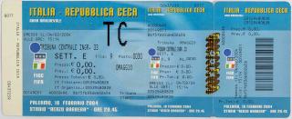 Vstupenka fotbal , Italia v. Republica Ceca, 2004