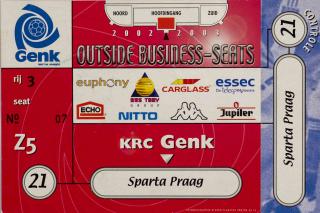 Vstupenka fotbal, KRC Genk v. Sparta Prag, 2002
