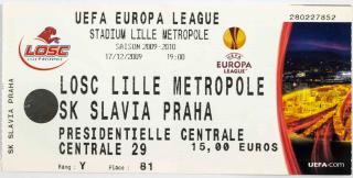 Vstupenka fotbal  Losc Lille Métropole v.  SK Slavia Praha, 2009 (2)