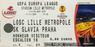 Vstupenka fotbal  Losc Lille Métropole v.  SK Slavia Praha, 2009 (3)