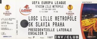 Vstupenka fotbal  Losc Lille Métropole v.  SK Slavia Praha, 2009