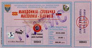 Vstupenka fotbal , Macedonia v. Slovakia, 2003