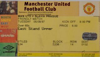 Vstupenka fotbal Manchester United vs. Slavia Prague, 1997 II