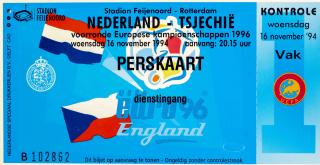 Vstupenka fotbal, Nederland v. Tsjechie, Q1996, 1994