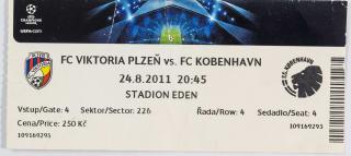 Vstupenka fotbal Plzeň vs. FC Kobenhavn, UEFA CHL 2011 2