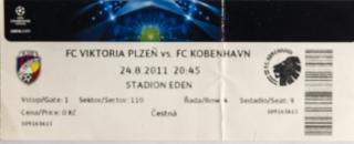 Vstupenka fotbal Plzeň vs. FC Kobenhavn, UEFA CHL 2011