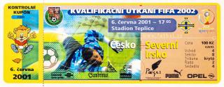 Vstupenka fotbal, Q 2002, Česká republika v. Irsko, 2001