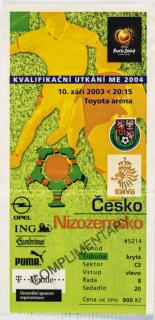 Vstupenka fotbal, Q2004, ČR v. Nizozemsko, 2003