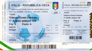Vstupenka fotbal, Q2014, Italia v. Republica Ceca, 2013 2