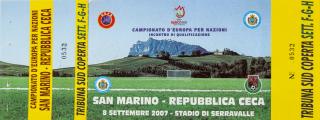 Vstupenka fotbal  San Marino v.  Česká rep., 2007