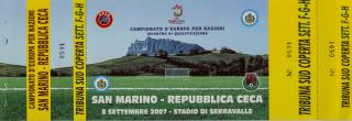 Vstupenka fotbal , San Marino v. Republica Ceca, 2007