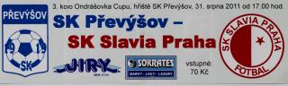 Vstupenka fotbal  SK Převýšov v. SK Slavia Praha, 2006
