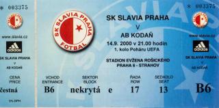 Vstupenka fotbal SK Slavia Prague vs. AB Kodaň, 2000