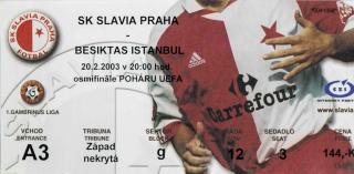 Vstupenka fotbal SK Slavia Prague vs. Besiktas Istanbul, 2003