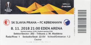 Vstupenka fotbal SK Slavia Prague vs. FC Kobenhavn, UEFA 2018