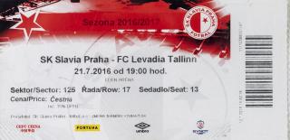 Vstupenka fotbal SK Slavia Prague vs. FC Levadia Tallin IV