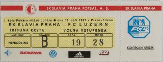 Vstupenka fotbal SK Slavia Prague vs. FC Luzern, 1997