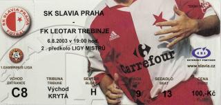 Vstupenka fotbal  SK Slavia Prague vs. FK Leotar Trebinje (2)
