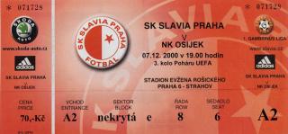 Vstupenka fotbal SK Slavia Prague vs. NK Osijek II
