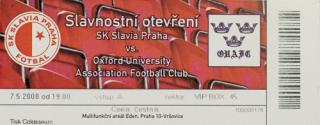 Vstupenka fotbal  SK Slavia Prague vs. Oxford University, 2008 2
