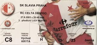 Vstupenka fotbal SK Slavia Prague vs. RC Celta Vigo