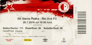 Vstupenka fotbal  SK Slavia Prague vs. Rio Ave FC