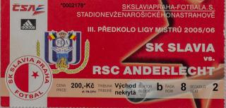 Vstupenka fotbal SK Slavia Prague vs. RSC Anderlecht II
