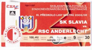 Vstupenka fotbal SK Slavia Prague vs. RSC Anderlecht