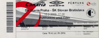 Vstupenka fotbal SK Slavia Prague vs. ŠK Slovan Bratislava, 2009