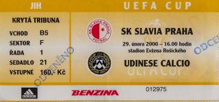 Vstupenka fotbal SK Slavia Prague vs. Udine Calcio