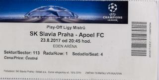Vstupenka fotbal, SK Slavia Praha v. Apoel, FC, 2017