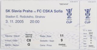 Vstupenka fotbal, SK Slavia Praha v. FC CSKA Sofia, 2005