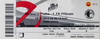 Vstupenka fotbal SK Slavia Praha vs. 1.FK Příbram, 2012