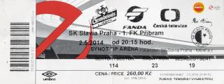 Vstupenka fotbal SK Slavia Praha vs. 1.FK Příbram, 2014