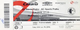 Vstupenka fotbal SK Slavia Praha vs. AC SPARTA Praha, 2009