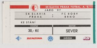 Vstupenka fotbal SK Slavia Praha vs. Boby Brno, Jaro 97