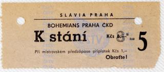 Vstupenka fotbal  SK Slavia Praha  vs. Bohemians ČKD Praha
