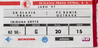 Vstupenka fotbal SK Slavia Praha vs. FC Baník Ostrava, 1997